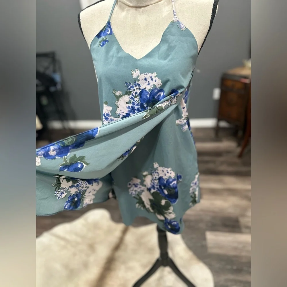 Intimately Free People Cascade Mini Slip Dress Blue Floral Romantic XS NWOT